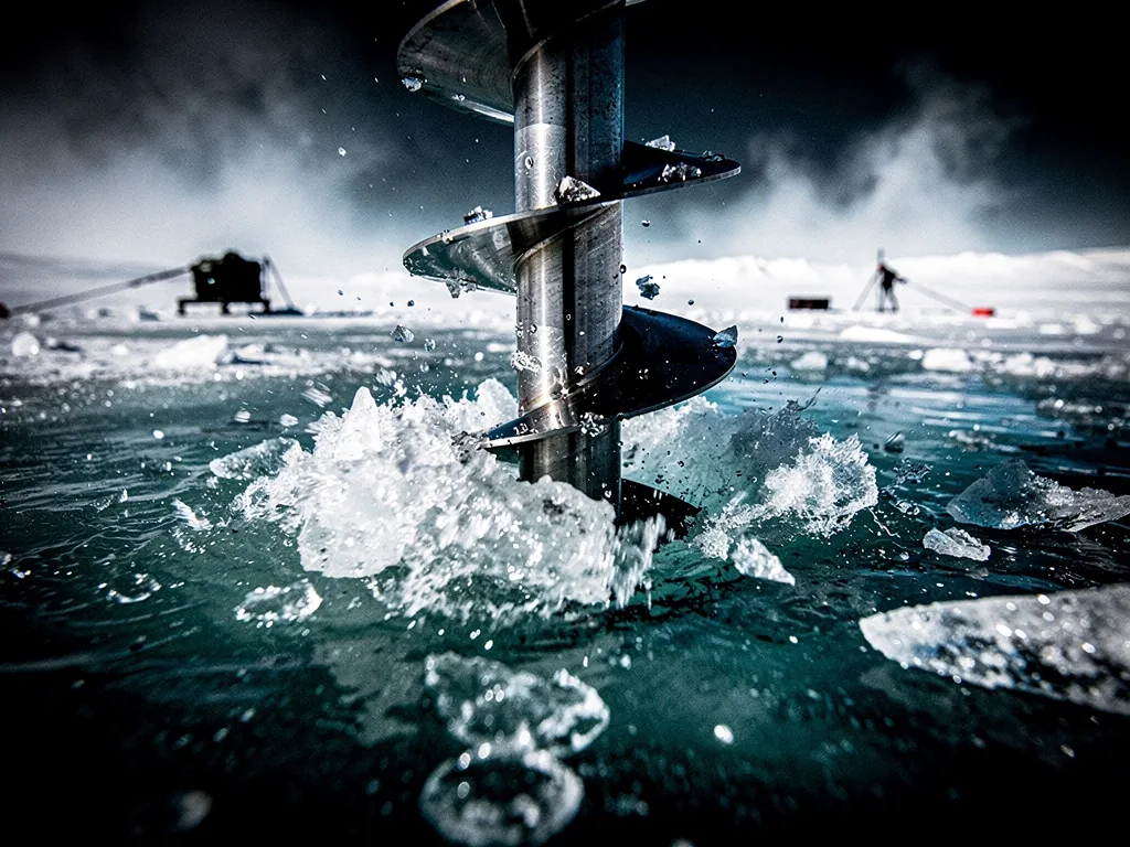 Drilling through ice