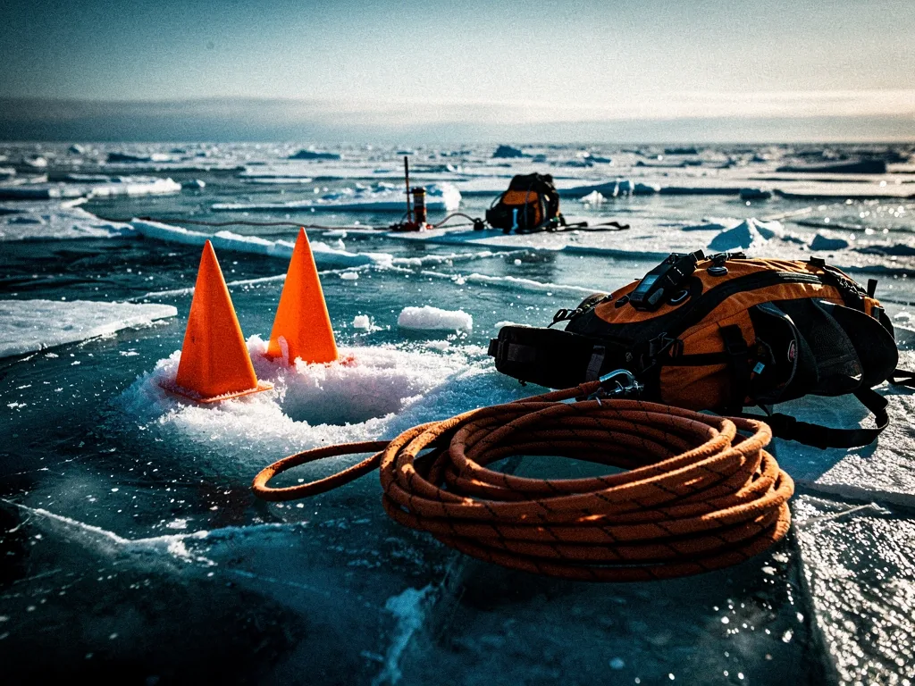 Arctic exploration vessel navigating frozen waters